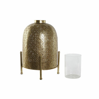 Kaarshouder Home ESPRIT Gouden Metaal Kristal 24 x 24 x 33 cm 4
