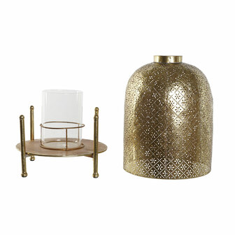 Kaarshouder Home ESPRIT Gouden Metaal Kristal 24 x 24 x 33 cm 7
