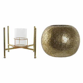 Kaarshouder Home ESPRIT Gouden Metaal Kristal 29 x 29 x 26,5 cm 6