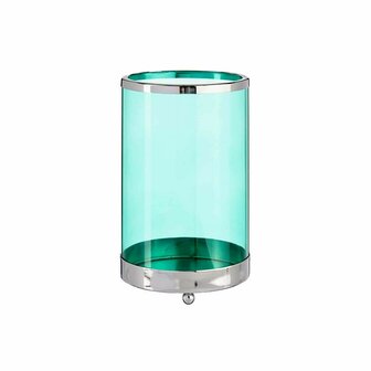 Kaarshouder Zilverkleurig Blauw Cilinder 12,2 x 19,5 x 12,2 cm Metaal Glas 1