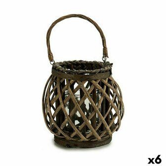 Kaarshouder Grijs Bruin vlechtwerk Glas 29,5 x 24 x 22 cm (6 Stuks) 1