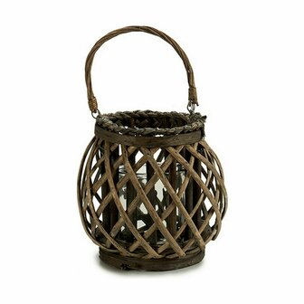 Kaarshouder Grijs Bruin vlechtwerk Glas 29,5 x 24 x 22 cm (6 Stuks) 2