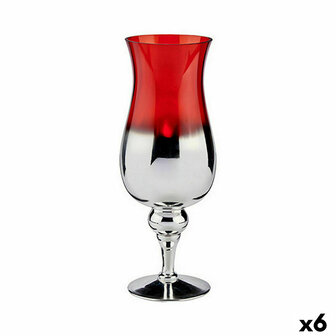 Kaarshouder Kristal Rood Zilverkleurig 13 x 35 x 13 cm (6 Stuks) 1