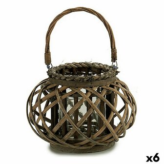 Kaarshouder 30 x 18,5 x 23 cm Bruin Glas vlechtwerk (6 Stuks) 1