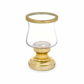 Kaarshouder Fluitglas Gouden Staal 12 x 19,5 x 12 cm (6 Stuks) 2