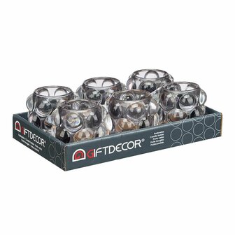 Kaarshouder Microbolletjes Grijs Kristal 8,4 x 9 x 8,4 cm (12 Stuks) 3