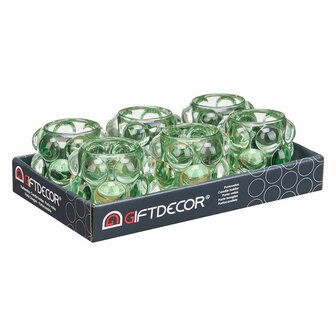 Kaarshouder Microbolletjes Groen Kristal 8,4 x 9 x 8,4 cm (12 Stuks) 3