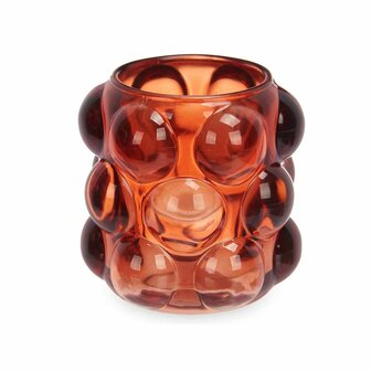 Kaarshouder Microbolletjes Oranje Kristal 8,4 x 9 x 8,4 cm (12 Stuks) 2