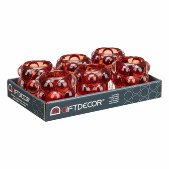 Kaarshouder Microbolletjes Oranje Kristal 8,4 x 9 x 8,4 cm (12 Stuks) 3