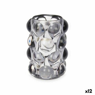 Kaarshouder Microbolletjes Grijs Kristal 8,4 x 12,5 x 8,4 cm (12 Stuks) 1