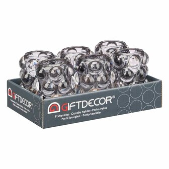 Kaarshouder Microbolletjes Grijs Kristal 8,4 x 12,5 x 8,4 cm (12 Stuks) 3