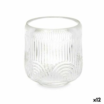 Kaarshouder Strepen Transparant Kristal 9 x 9,5 x 9 cm (12 Stuks) 1