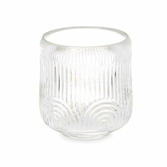 Kaarshouder Strepen Transparant Kristal 9 x 9,5 x 9 cm (12 Stuks) 2