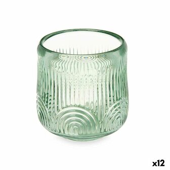 Kaarshouder Strepen Groen Kristal 9 x 9,5 x 9 cm (12 Stuks) 1