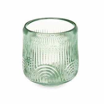 Kaarshouder Strepen Groen Kristal 9 x 9,5 x 9 cm (12 Stuks) 2