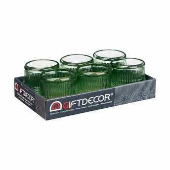 Kaarshouder Strepen Groen Kristal 9 x 9,5 x 9 cm (12 Stuks) 3