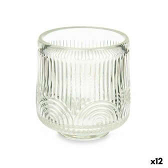 Kaarshouder Strepen Transparant Kristal 7,5 x 7,8 x 7,5 cm (12 Stuks) 1