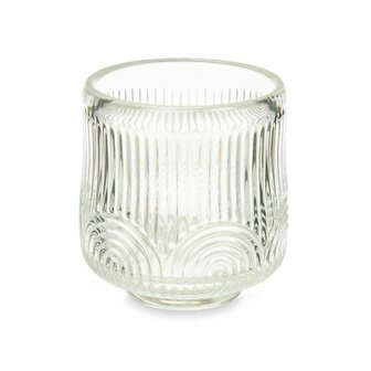 Kaarshouder Strepen Transparant Kristal 7,5 x 7,8 x 7,5 cm (12 Stuks) 2