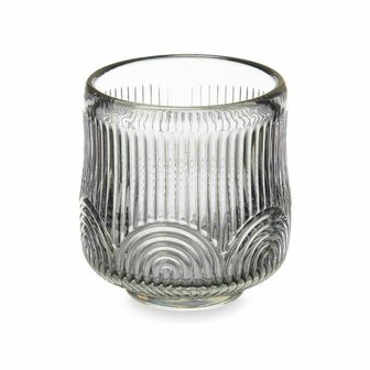 Kaarshouder Strepen Grijs Kristal 7,5 x 7,8 x 7,5 cm (12 Stuks) 2