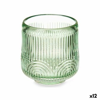 Kaarshouder Strepen Groen Kristal 7,5 x 7,8 x 7,5 cm (12 Stuks) 1