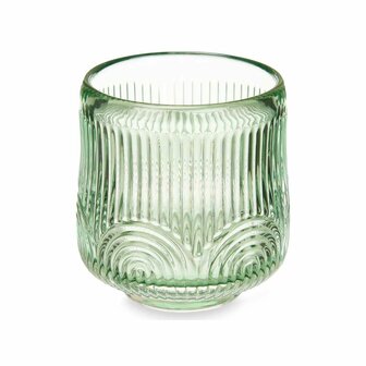 Kaarshouder Strepen Groen Kristal 7,5 x 7,8 x 7,5 cm (12 Stuks) 2