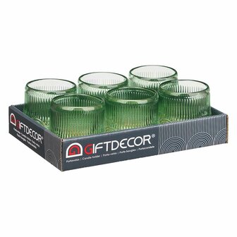 Kaarshouder Strepen Groen Kristal 7,5 x 7,8 x 7,5 cm (12 Stuks) 3