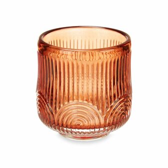Kaarshouder Strepen Oranje Kristal 7,5 x 7,8 x 7,5 cm (12 Stuks) 2