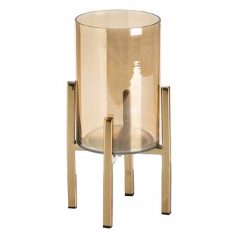 Kaarshouder Gouden Kristal Staal 12 x 12 x 23 cm 1