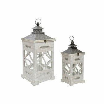 Straatlantaarn Home ESPRIT Natuurlijk Kristal Spar Arabisch 26,5 x 26,5 x 65 cm (2 Onderdelen) 1