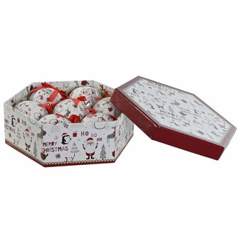Kerstballen Home ESPRIT Wit Rood PVC (7 Stuks) 1