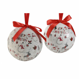 Kerstballen Home ESPRIT Wit Rood PVC (7 Stuks) 2