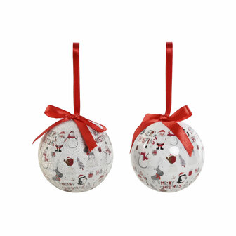 Kerstballen Home ESPRIT Wit Rood PVC (7 Stuks) 5