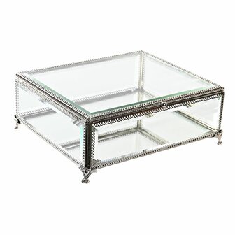 Juwelenkistje DKD Home Decor Transparant Zilverkleurig Metaal Kristal 25 x 21 x 10 cm 1