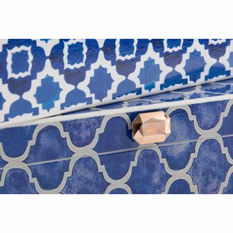 Juwelenkistje DKD Home Decor Blauw Marineblauw Hout 24 x 20 x 8 cm (2 Stuks) 2