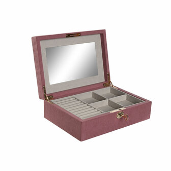 Juwelenkistje Home ESPRIT Cr&egrave;me Magenta 27 x 19 x 9 cm 1
