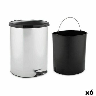 Pedaalemmer Zilverkleurig Plastic 11 L (6 Stuks) 1