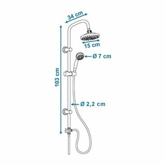 Douchekolom Rousseau Sonora 3 Roestvrij staal ABS &Oslash; 15 cm 2