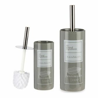 Toiletborstel Natural 9,6 x 32 x 9,6 cm Keramisch Zilverkleurig Grijs Wit 2