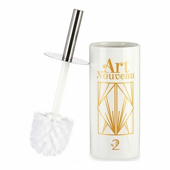 Toiletborstel Art Nouveau Wit Gouden Zilverkleurig Keramisch 9,6 x 32 x 9,6 cm 1
