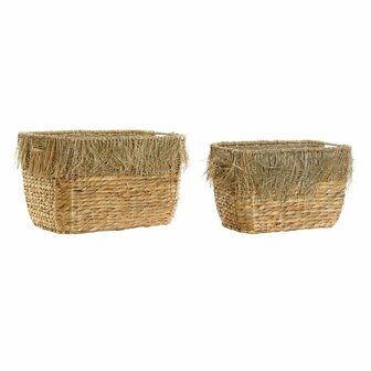 Mandenset DKD Home Decor Bruin Multicolour Natuurlijk Franjes 40 x 30 x 26 cm 1