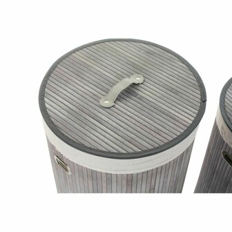 Mandenset DKD Home Decor Beige Grijs Bamboe 38 x 38 x 60 cm (3 Onderdelen) (2 Stuks) 2