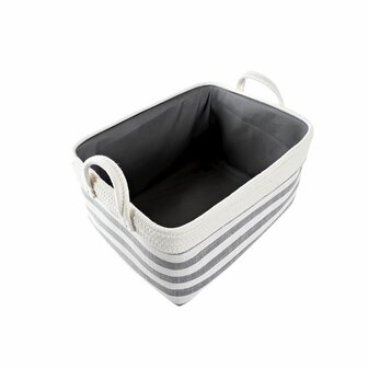 Mandenset DKD Home Decor Strepen Grijs Katoen (40 x 30 x 23 cm) (2 Onderdelen) 2