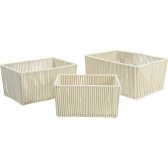 Mandenset DKD Home Decor Beige Metaal 40 x 30 x 20 cm 3 Onderdelen 1