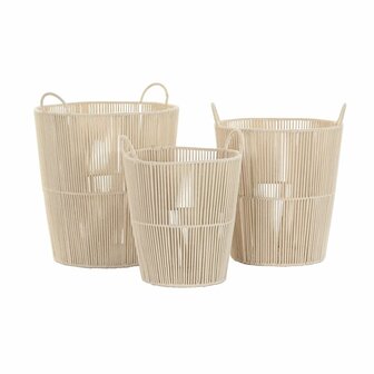Mandenset DKD Home Decor Beige Metaal 42 x 42 x 51 cm 3 Onderdelen 3