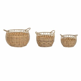 Mandenset DKD Home Decor Natuurlijk Metaal Polyethyleen 38 x 38 x 34 cm 38 x 38 x 27 cm 3 Onderdelen 1