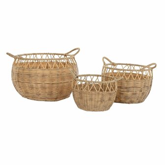 Mandenset DKD Home Decor Natuurlijk Metaal Polyethyleen 38 x 38 x 34 cm 38 x 38 x 27 cm 3 Onderdelen 3