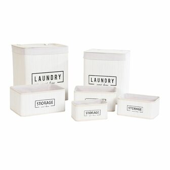 Mandenset DKD Home Decor Wit Bamboe 40 x 30 x 46 cm (5 Onderdelen) 1