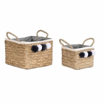 Mandenset DKD Home Decor Natuurlijk Natuurlijke Vezel Pompons 33 x 33 x 25 cm 2 Onderdelen 1
