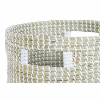 Mandenset DKD Home Decor Blauw Wit Natuurlijk Zeegras 44 x 44 x 51 cm 2