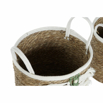 Mandenset Home ESPRIT Wit Groen Natuurlijk Natuurlijke Vezel Tropisch 39 x 39 x 47 cm (3 Onderdelen) 2